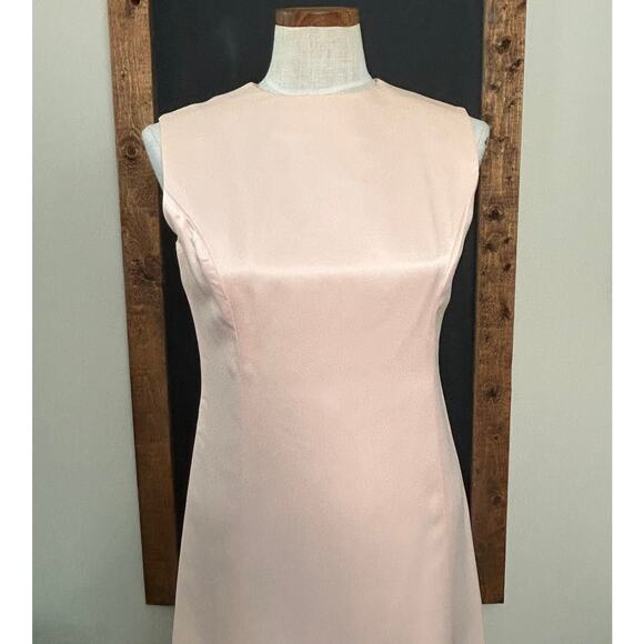 Vintage 50s Pink Satin Dress Bolero Set L Floral Brocade Cocktail Party Formal - Picture 5 of 16